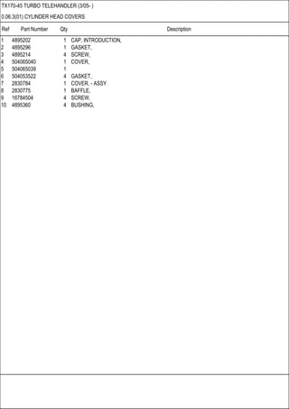 Case tx175 45 turbo telehandler parts catalogue manual | PDF