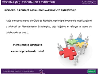 COMUNICAÇÃO DO PE
APRESENTAÇÃO PERSONALISADA - Cada gestor recebe uma apresentação contendo:
• Apresentação resultados do PE 2014 (globais e da área)
• A explicação do tema do PE 2015 “o cuidado que envolve e transforma”
• Os Mapas Estratégicos da OP e dos RP
• As iniciativas estratégicas diretamente ligadas à gerência
 