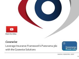 Confidential - © Casewise 2015
Casewise
Leverage Insurance Framework’s Panorama 360
with the Casewise Solutions
1
www.casewise.com
Watch theVideo
 