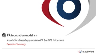 © Casewise 2015
Confidential - © Casewise
Confidential - © Casewise 2014 - Training Material
A solution-based approach to EA & eBPA initiatives
Executive Summary
4.0
 