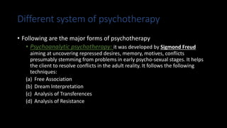 Case work, counselling and psychotherapy