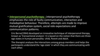 Case work, counselling and psychotherapy