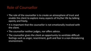 Case work, counselling and psychotherapy