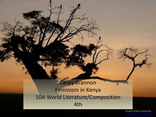 Casey Brannon
Feminism in Kenya
10A World Literature/Composition
4th
This photo is under a CC license from
http://www.flickr.com/photos/flametree
/3326351866/sizes/o/in/photostream/
 