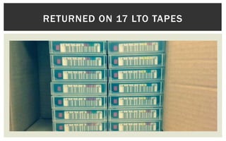 RETURNED ON 17 LTO TAPES 
 