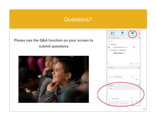 32
Please use the Q&A function on your screen to
submit questions.
Questions?
 