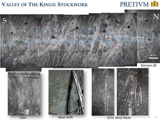 13
VALLEY OF THE KINGS: STOCKWORK
S
N
Cleo West Drift 615L West Raise
Domain 20
~0.5 m
 