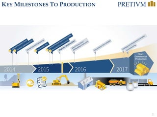 21
KEY MILESTONES TO PRODUCTION
 