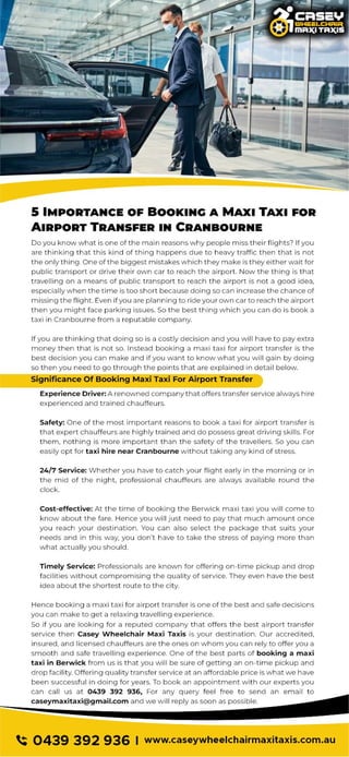 5 IMPORTANCE OF BOOKING A MAXI TAXI FOR AIRPORT TRANSFER IN CRANBOURNE