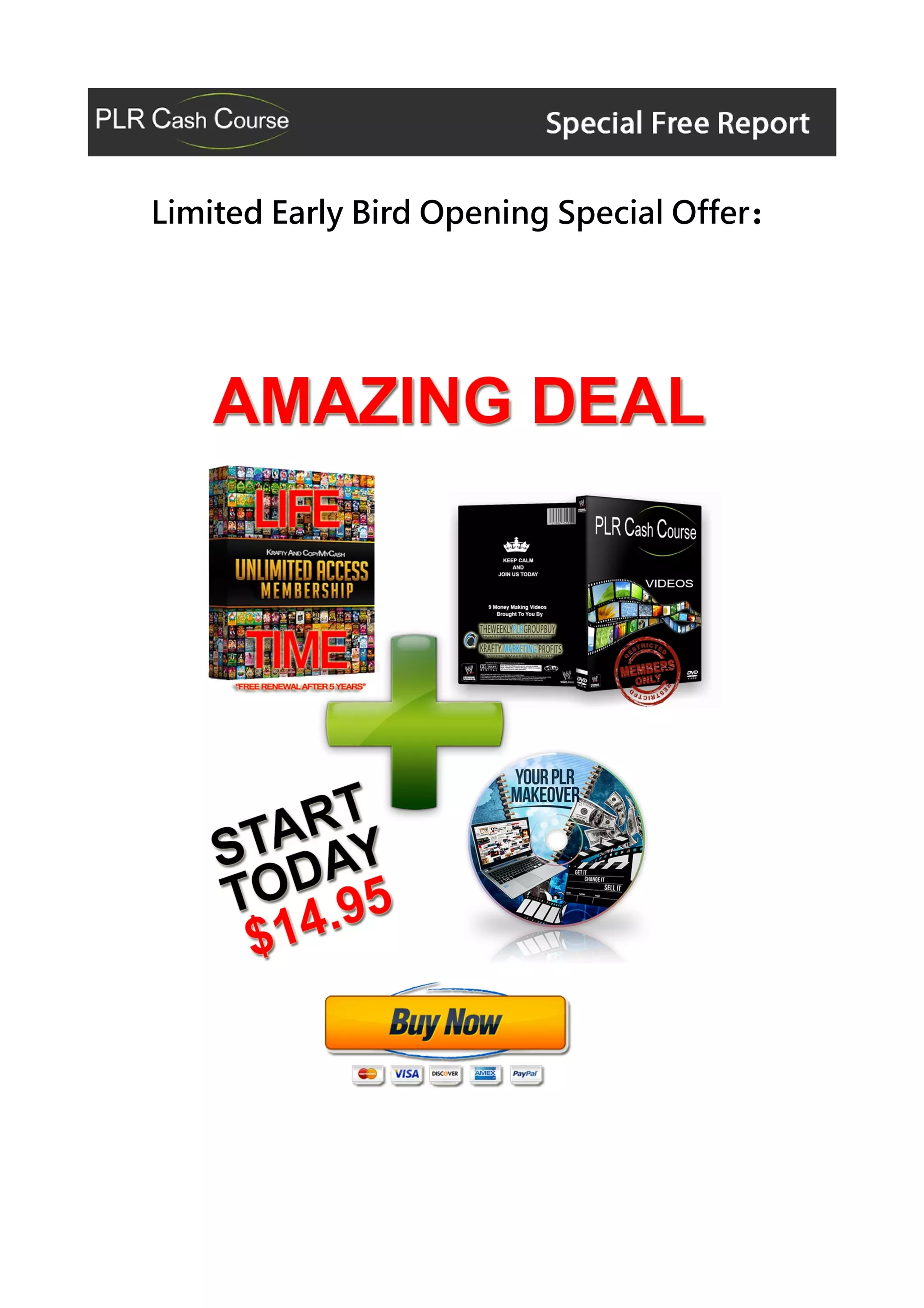 Limited Early Bird Opening Special Offer:
 