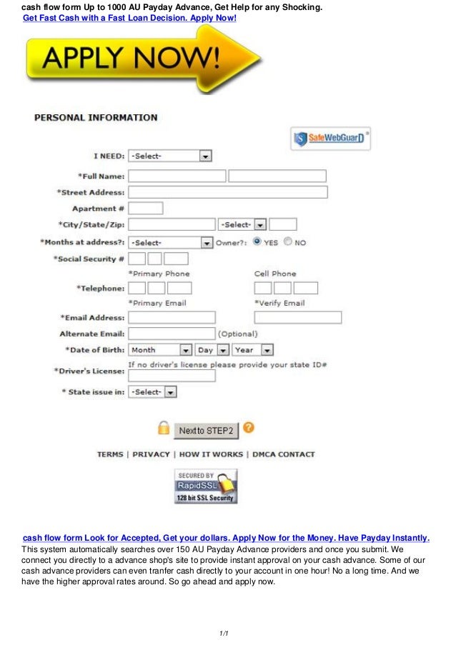 cash flow form 100 1000 au bad credit loans get support for the sh