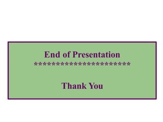 End of Presentation
**********************
Thank You
 