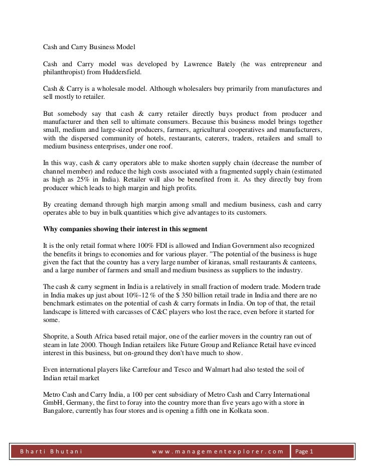 Cash and carry business model