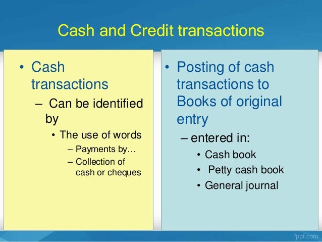 Cash and credit transactions