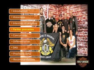 • Introduction
• Historique
• Intention stratégique
• Parties prenantes
• Concurrents
• Différentiation
• DAS
• Prochains défis
• Recommandations
 