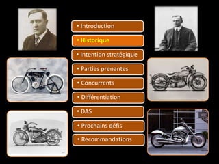 • Introduction
• Historique
• Intention stratégique
• Parties prenantes
• Concurrents
• Différentiation
• DAS
• Prochains défis
• Recommandations
 
