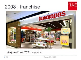 2008 : franchise
Charles BENIGNO19
Aujourd’hui, 267 magasins
 