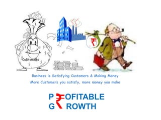 RP OFITABLE
G ROWTH
Business is Satisfying Customers & Making Money
More Customers you satisfy, more money you make
R$
Cu$tomeRs
R
 
