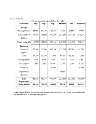 Cash budget reference material | PDF