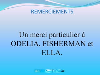 REMERCIEMENTS


  Un merci particulier à
ODELIA, FISHERMAN et
        ELLA.
 