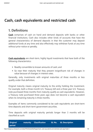 Readily Convertable Comprehensive Guide to Cash, Cash Equivalents, and Restricted Cash ...