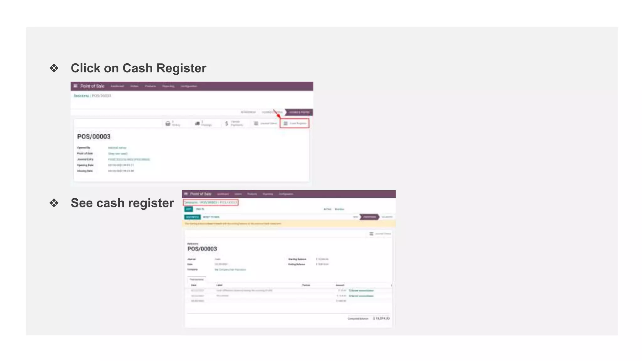 ❖ Click on Cash Register
❖ See cash register
 