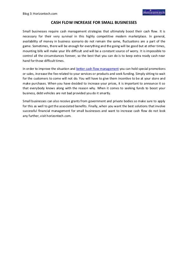 Cash Flow Increase For Small Businesses