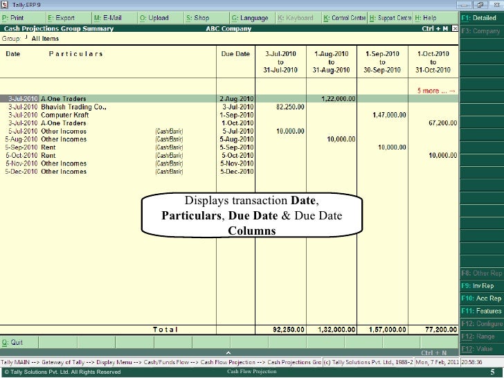 cash flow projection excel