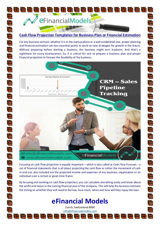 cash flow projection templates for business plan or financial estimat