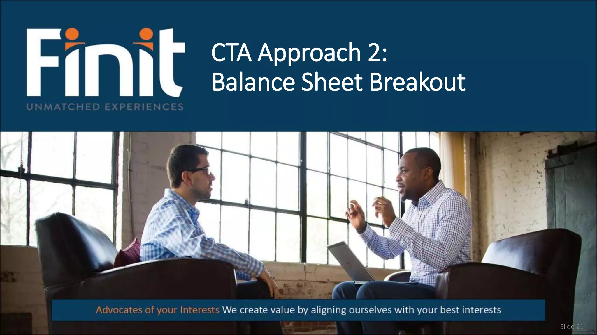 CTA Approach 2:
Balance Sheet Breakout
Slide 21
 