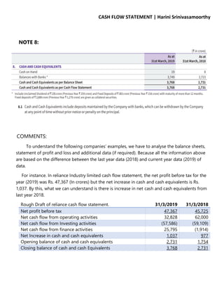 Cash flow statement yef