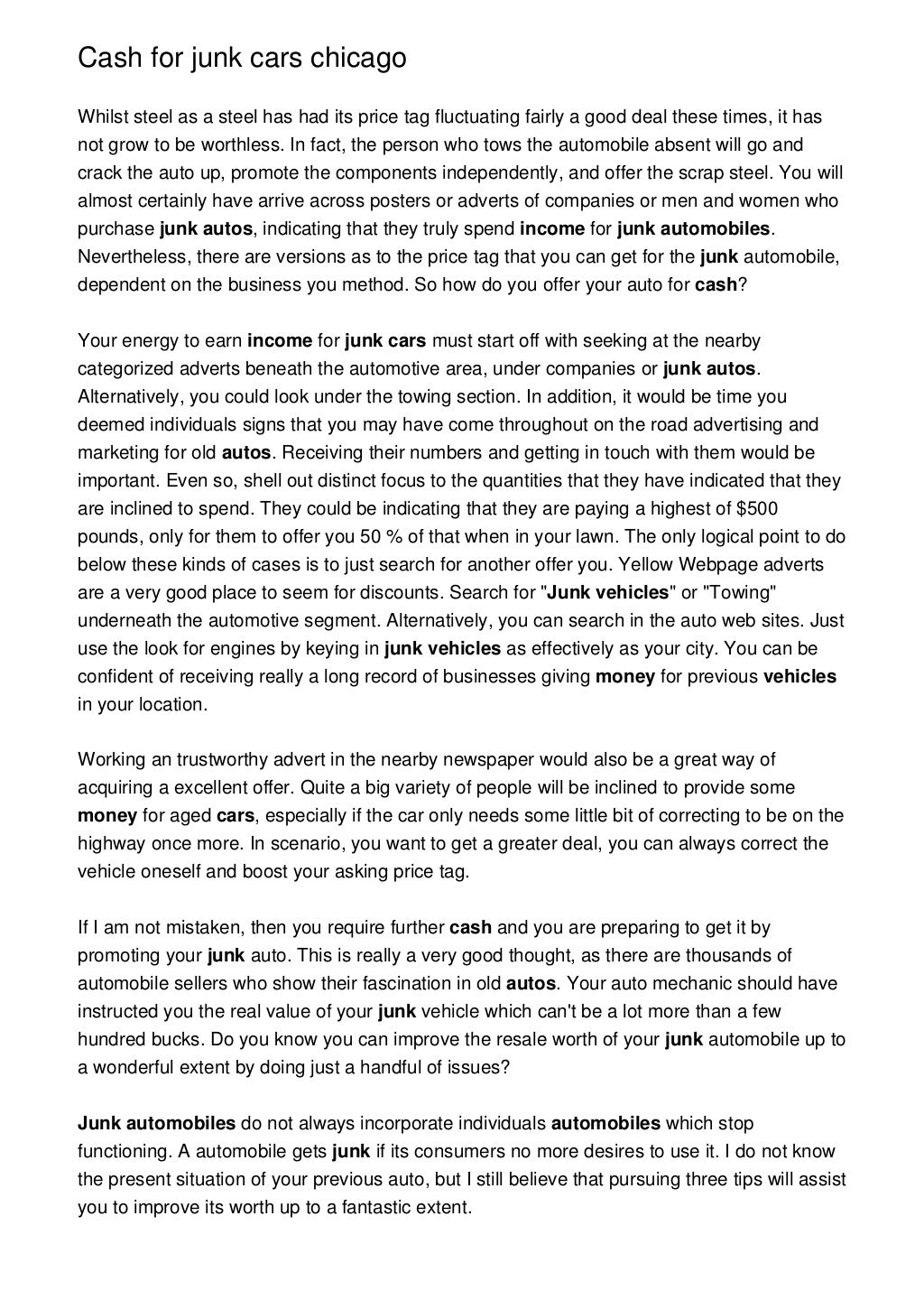 Cash for junk cars chicago