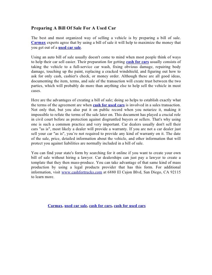 used car sale preparing a bill of sale for a used car how can i get a bill of sale