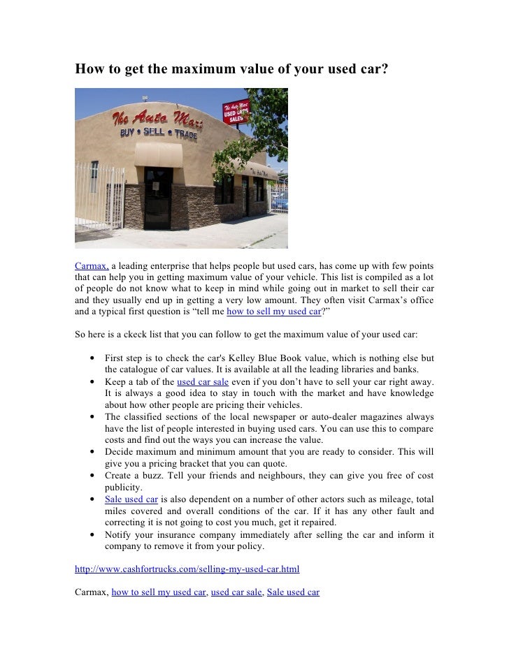 how can i sell my car to carmax