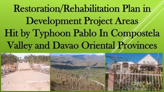 Restoration/Rehabilitation Plan in
     Development Project Areas
Hit by Typhoon Pablo In Compostela
Valley and Davao Oriental Provinces
 