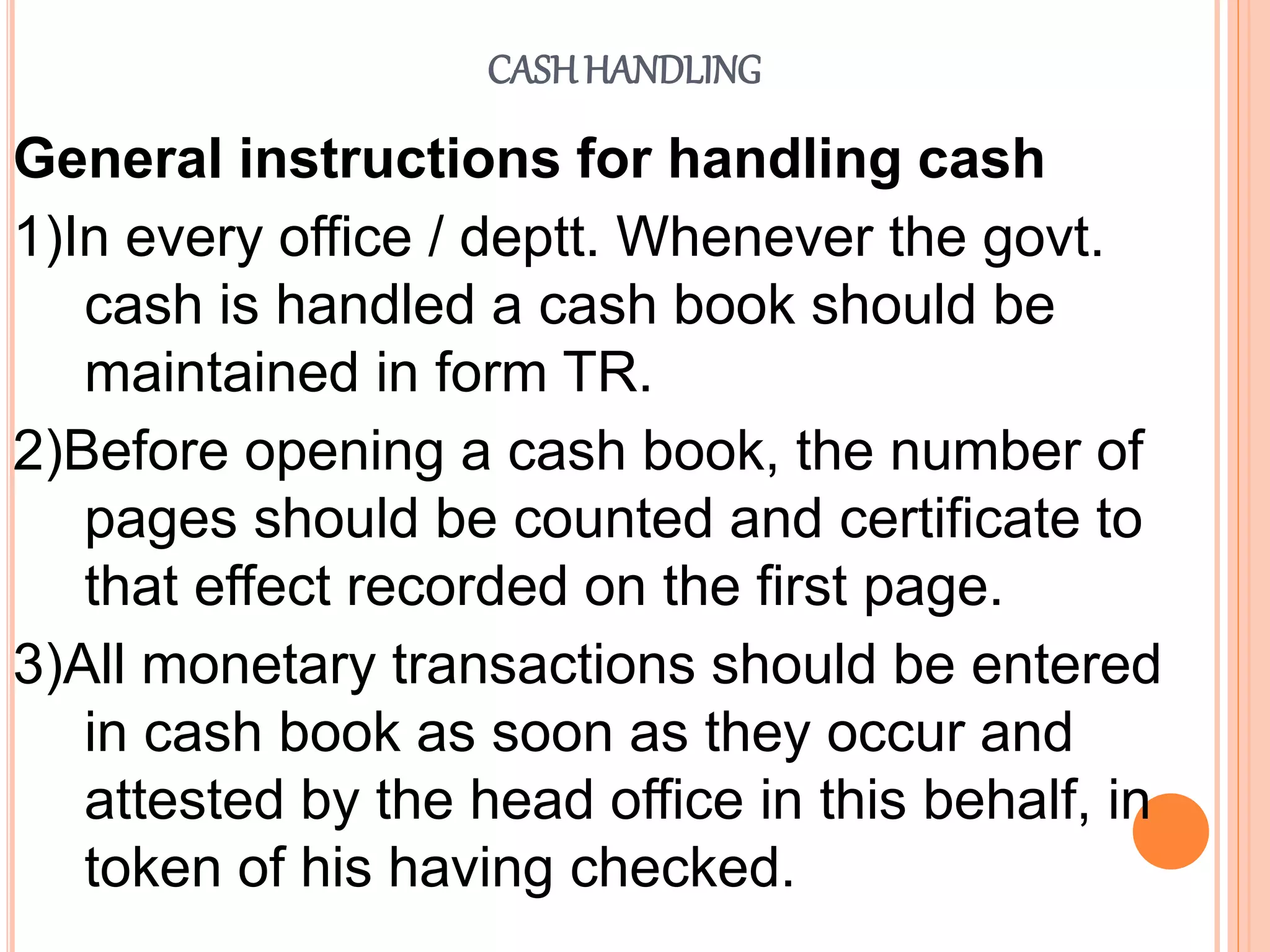 Cash handling rules by GOVT.OF Punjab, PAKISTAN | PPT