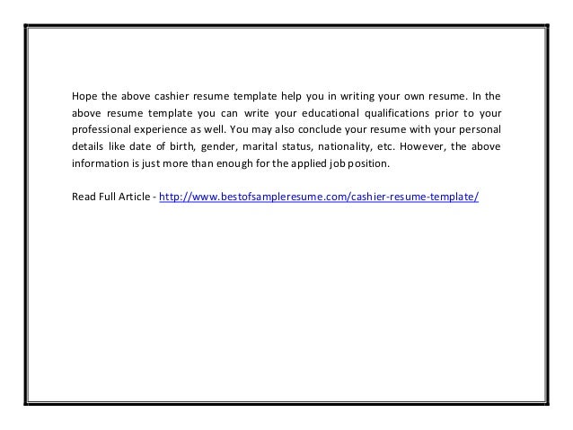 cashier resume sample writing guide