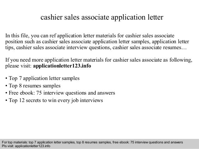 application as a cashier