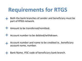 RTGS
The acronym 'RTGS' stands for Real Time Gross Settlement, which can be
defined as the continuous (real-time) settleme...