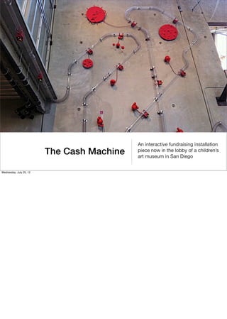 An interactive fundraising installation
                         The Cash Machine   piece now in the lobby of a children’s...