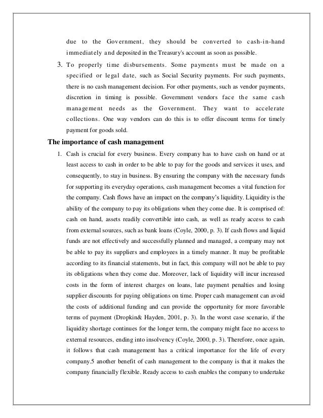 Cash management project