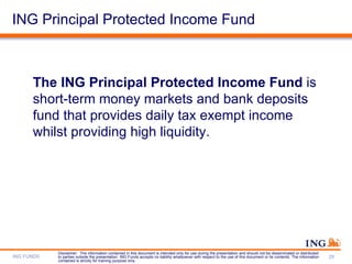 ING Principal Protected Income Fund  The ING Principal Protected Income Fund  is short-term money markets and bank deposit...