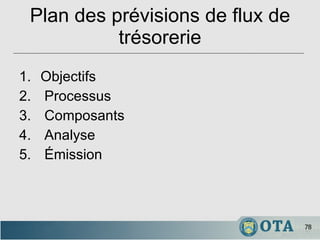 Plan des prévisions de flux de trésorerie Objectifs Processus Composants Analyse Émission  