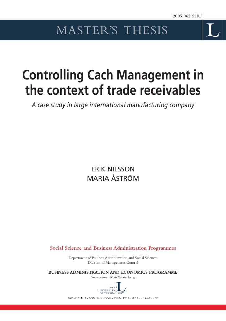 Master environmental science thesis management