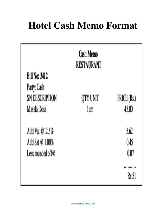 cash memo format cash memo format