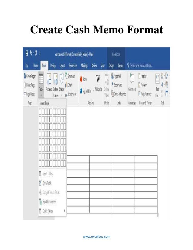 cash memo format cash memo format