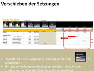 Verschieben der Setzungen




• Eleganter ist es alle Vorgänge gleichzeitig per Button        zu
  Verschieben.
• Einträge gehen beim mehrfachen Verschieben nicht verloren,   30
 