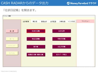 © Money Forward Inc. All Rights Reserved
CASH RADARからのデータ出力
「仕訳日記帳」を開きます。
 