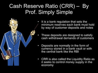 Cash Reserve Ratio (CRR) –  By Prof. Simply Simple ,[object Object],[object Object],[object Object],[object Object]
