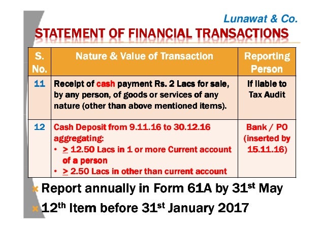 cash restrictions in union budget 2017 air reporting form 61 a
